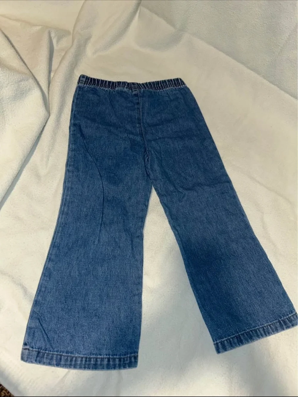 Kids Wide Leg Dark Blue Elastic Waist Jeans